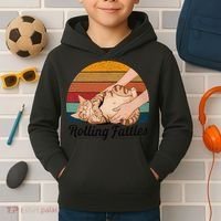 Rolling Fatties Cat Lover Humor Pet Cat Kitten Owner Kids Hoodie thumb 2