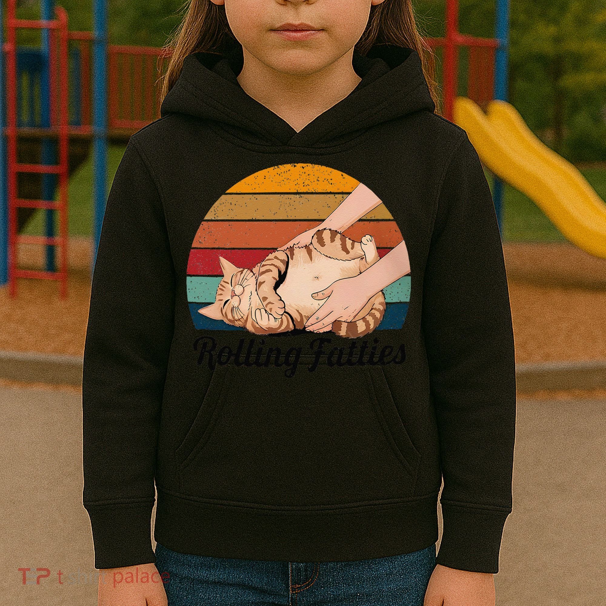 Rolling Fatties Cat Lover Humor Pet Cat Kitten Owner Kids Hoodie