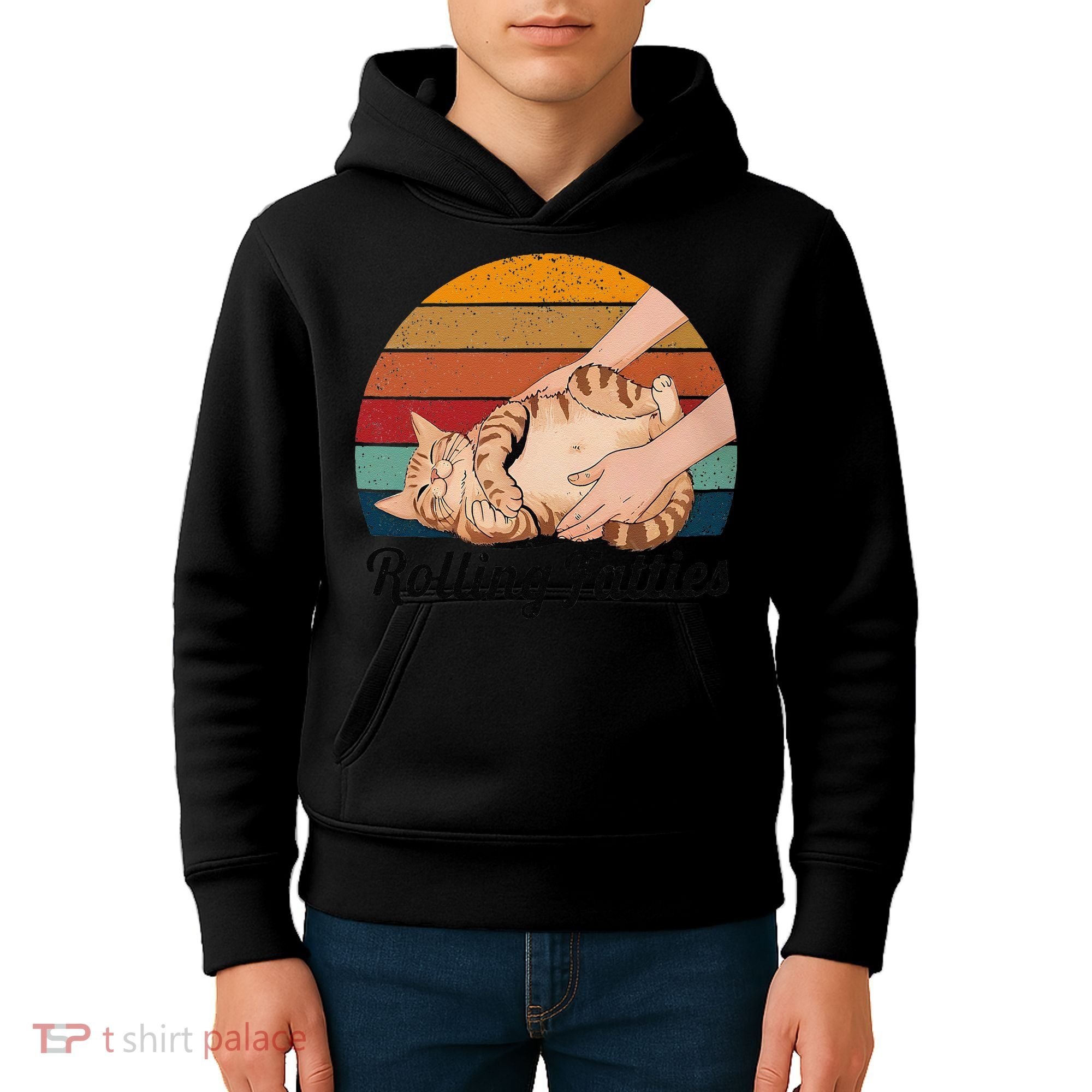 Rolling Fatties Cat Lover Humor Pet Cat Kitten Owner Kids Hoodie