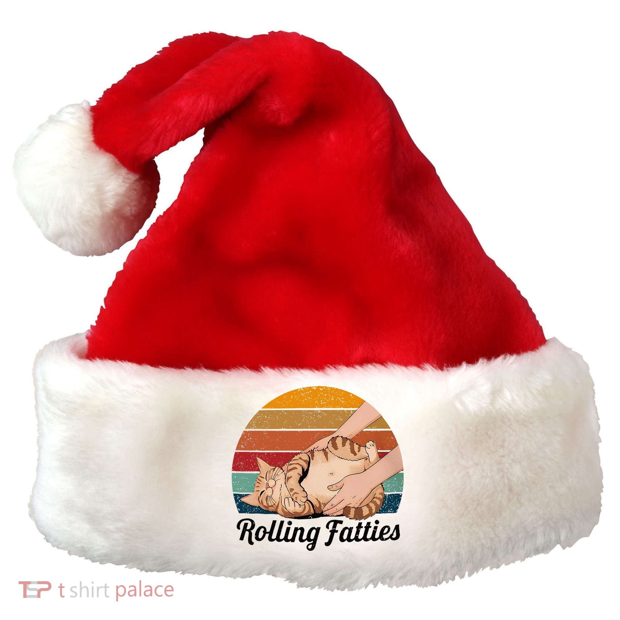 Rolling Fatties Cat Lover Humor Pet Cat Kitten Owner Santa Hat
