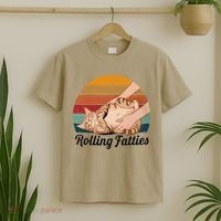 Rolling Fatties Cat Lover Humor Pet Cat Kitten Owner T-Shirt thumb 2