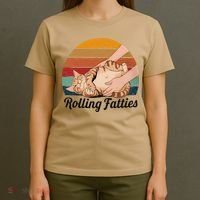 Rolling Fatties Cat Lover Humor Pet Cat Kitten Owner T-Shirt thumb 4