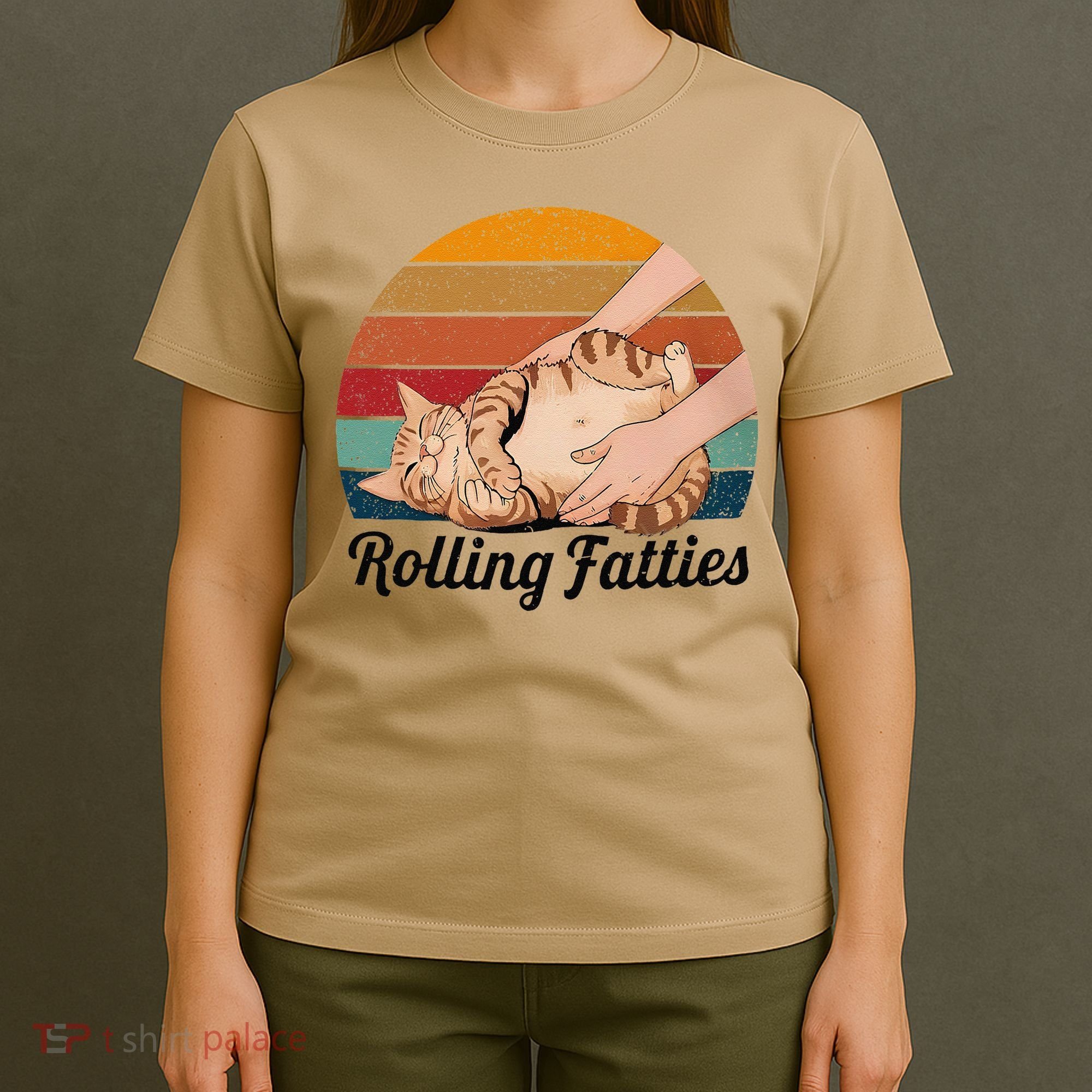 Rolling Fatties Cat Lover Humor Pet Cat Kitten Owner T-Shirt