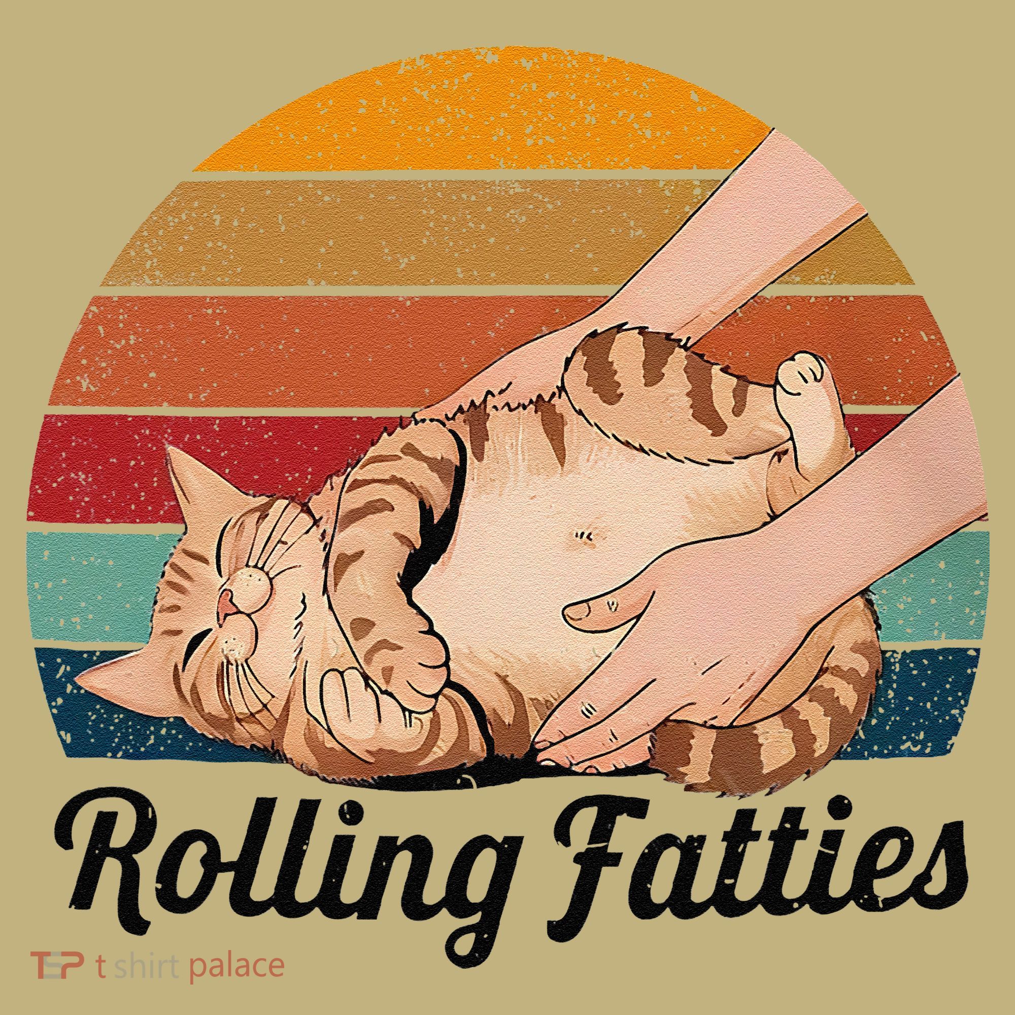 Rolling Fatties Cat Lover Humor Pet Cat Kitten Owner Kids T-Shirt