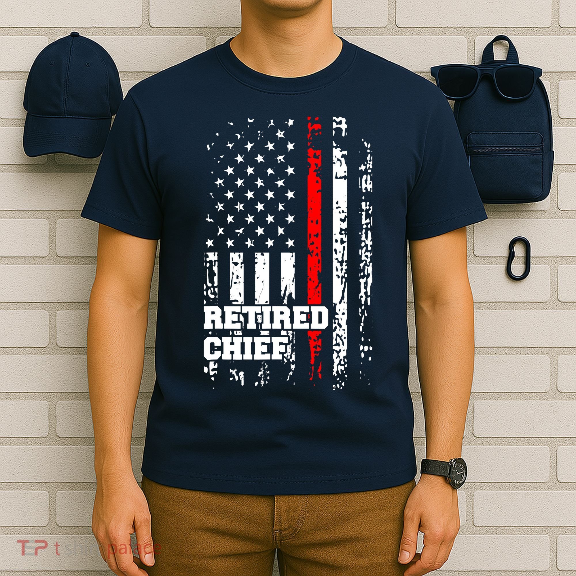 Retired Fire Chief Firefighter Rank Retirement Gift T-Shirt