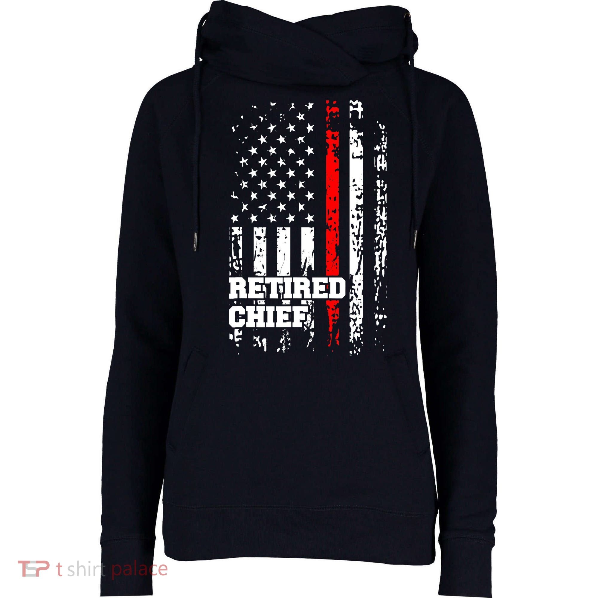 Retired Fire Chief Firefighter Rank Retirement Gift Womens Funnel Neck Pullover Hood
