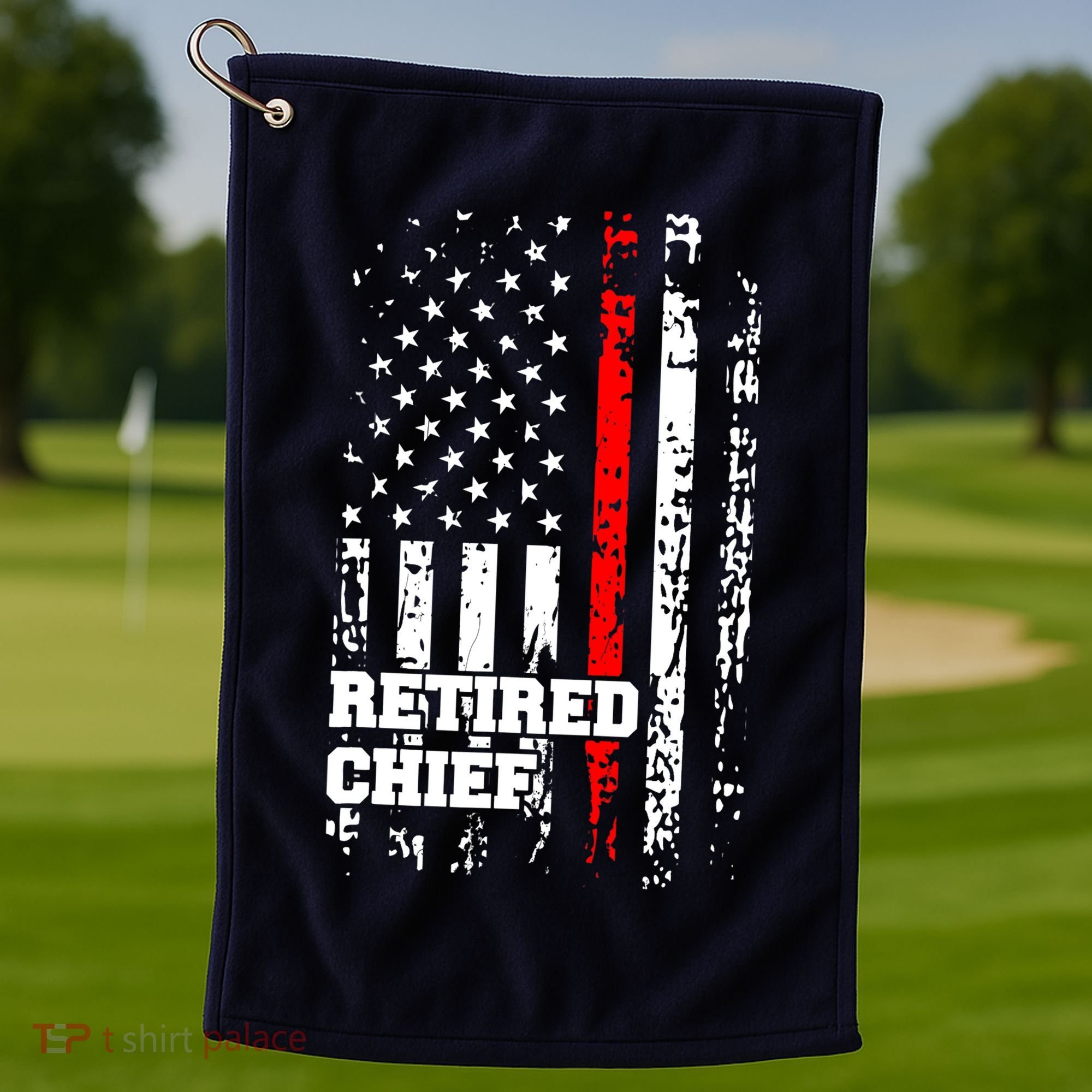 Retired Fire Chief Firefighter Rank Retirement Gift Golf Towel