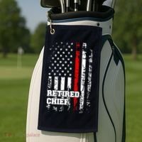 Retired Fire Chief Firefighter Rank Retirement Gift Golf Towel thumb 2