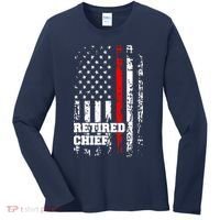Retired Fire Chief Firefighter Rank Retirement Gift Women's Long Sleeve Shirt thumb 0