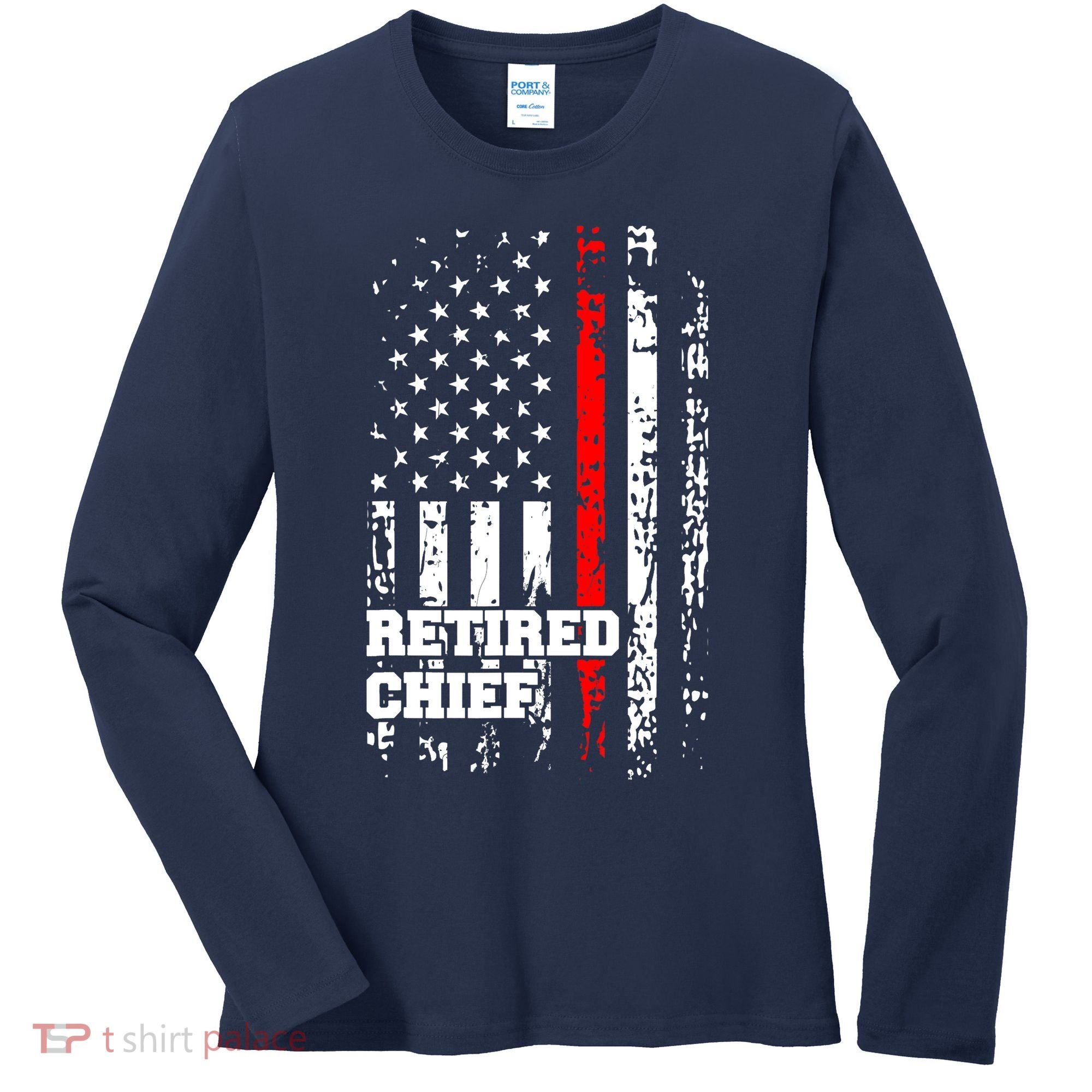Retired Fire Chief Firefighter Rank Retirement Gift Women's Long Sleeve Shirt