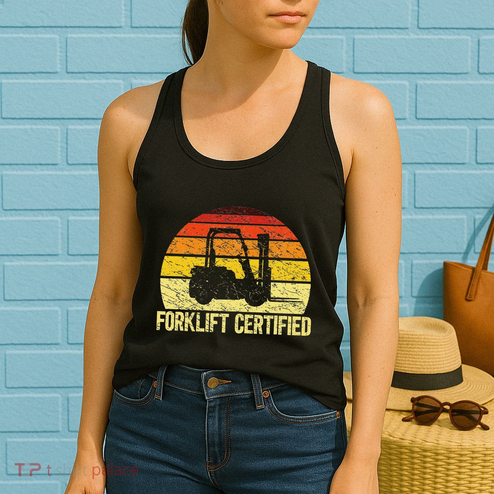 Retro Forklift Certified Forklift Operator Lift Truck Driver Women's Tank Top