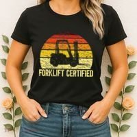 Retro Forklift Certified Forklift Operator Lift Truck Driver Women's T-Shirt thumb 2