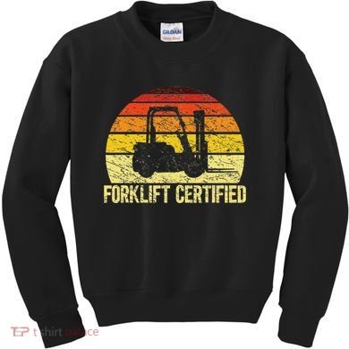 Retro Forklift Certified Forklift Operator Lift Truck Driver Kids Sweatshirt
