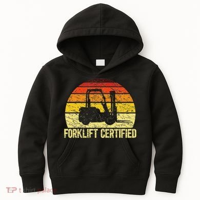 Retro Forklift Certified Forklift Operator Lift Truck Driver Kids Hoodie