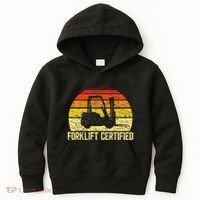 Retro Forklift Certified Forklift Operator Lift Truck Driver Kids Hoodie thumb 0