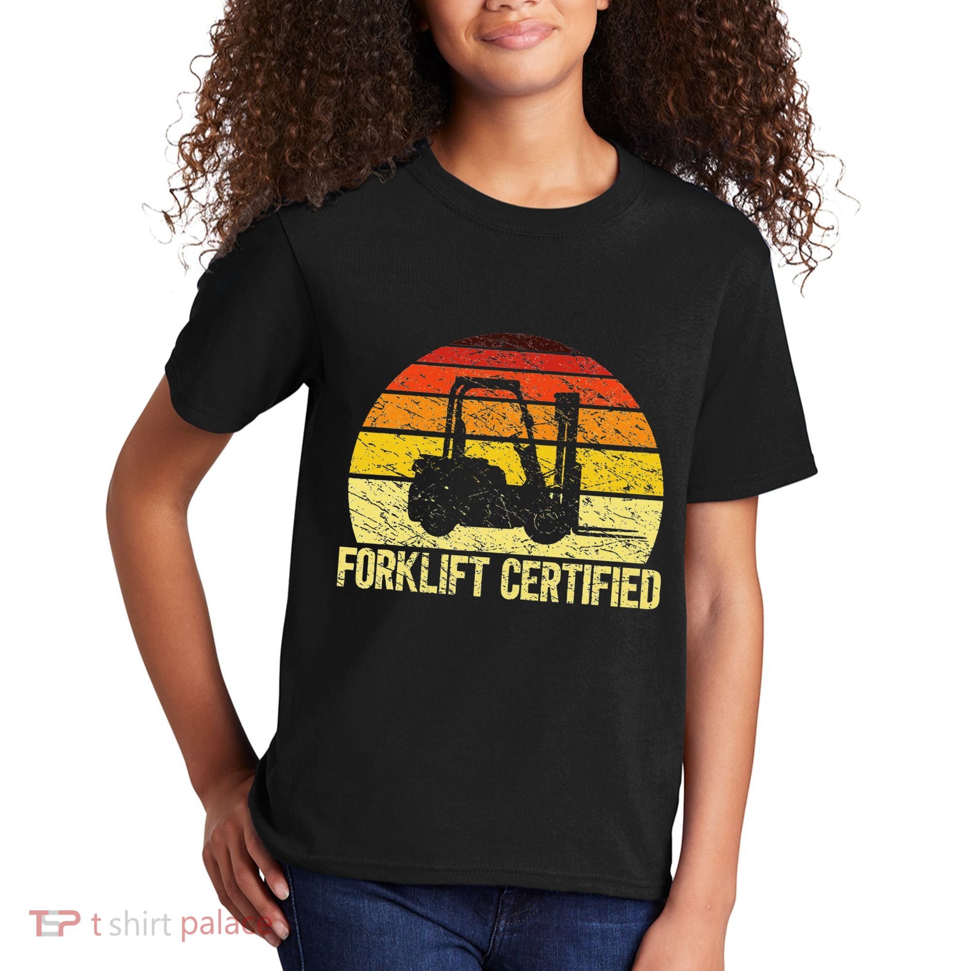 Retro Forklift Certified Forklift Operator Lift Truck Driver Kids T-Shirt