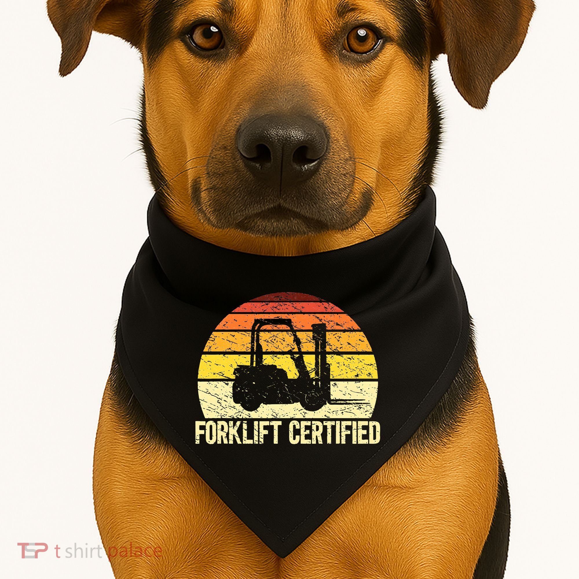 Retro Forklift Certified Forklift Operator Lift Truck Driver USA-Made Doggie Bandana