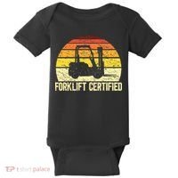 Retro Forklift Certified Forklift Operator Lift Truck Driver Baby Bodysuit thumb 0