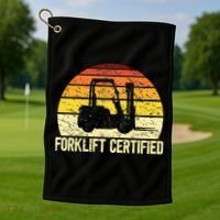 Retro Forklift Certified Forklift Operator Lift Truck Driver Golf Towel thumb 1