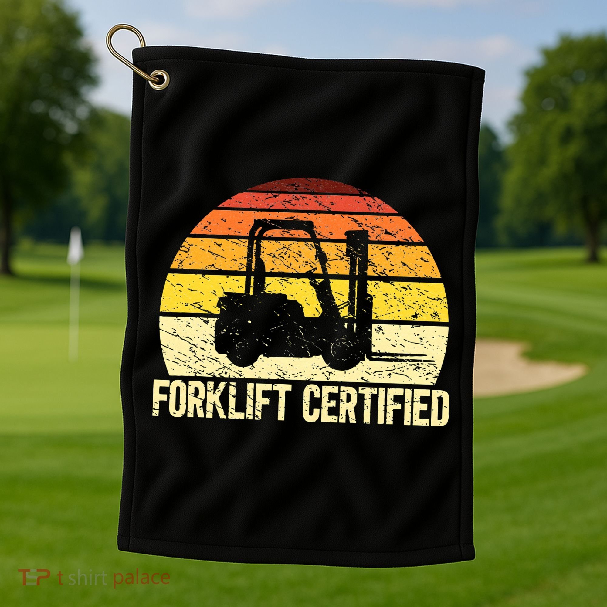 Retro Forklift Certified Forklift Operator Lift Truck Driver Golf Towel