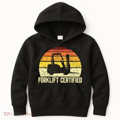 Retro Forklift Certified Forklift Operator Lift Truck Driver Kids Hoodie