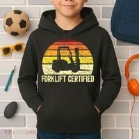 Retro Forklift Certified Forklift Operator Lift Truck Driver Kids Hoodie thumb 2