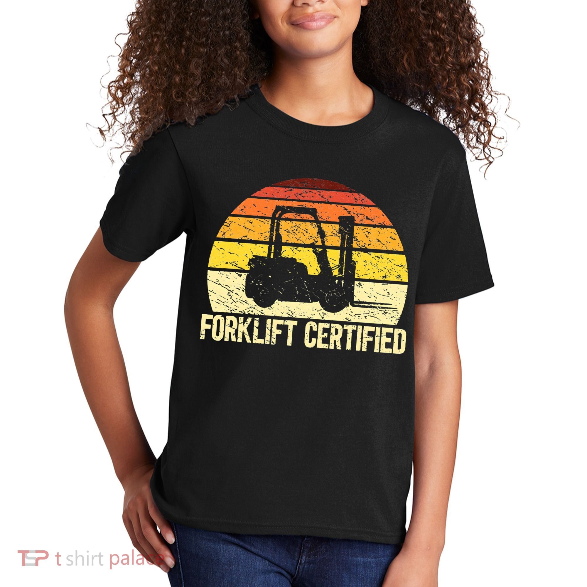 Retro Forklift Certified Forklift Operator Lift Truck Driver Kids T-Shirt