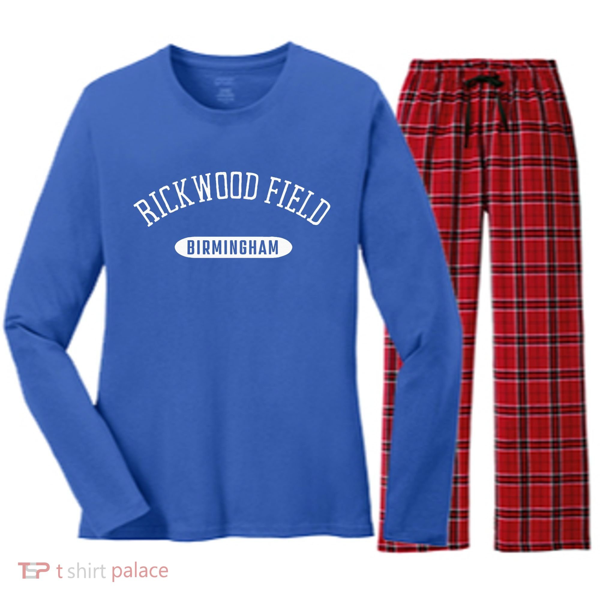 Rickwood Field Classic Style Birmingham Alabama Women's Long Sleeve Flannel Pajama Set 
