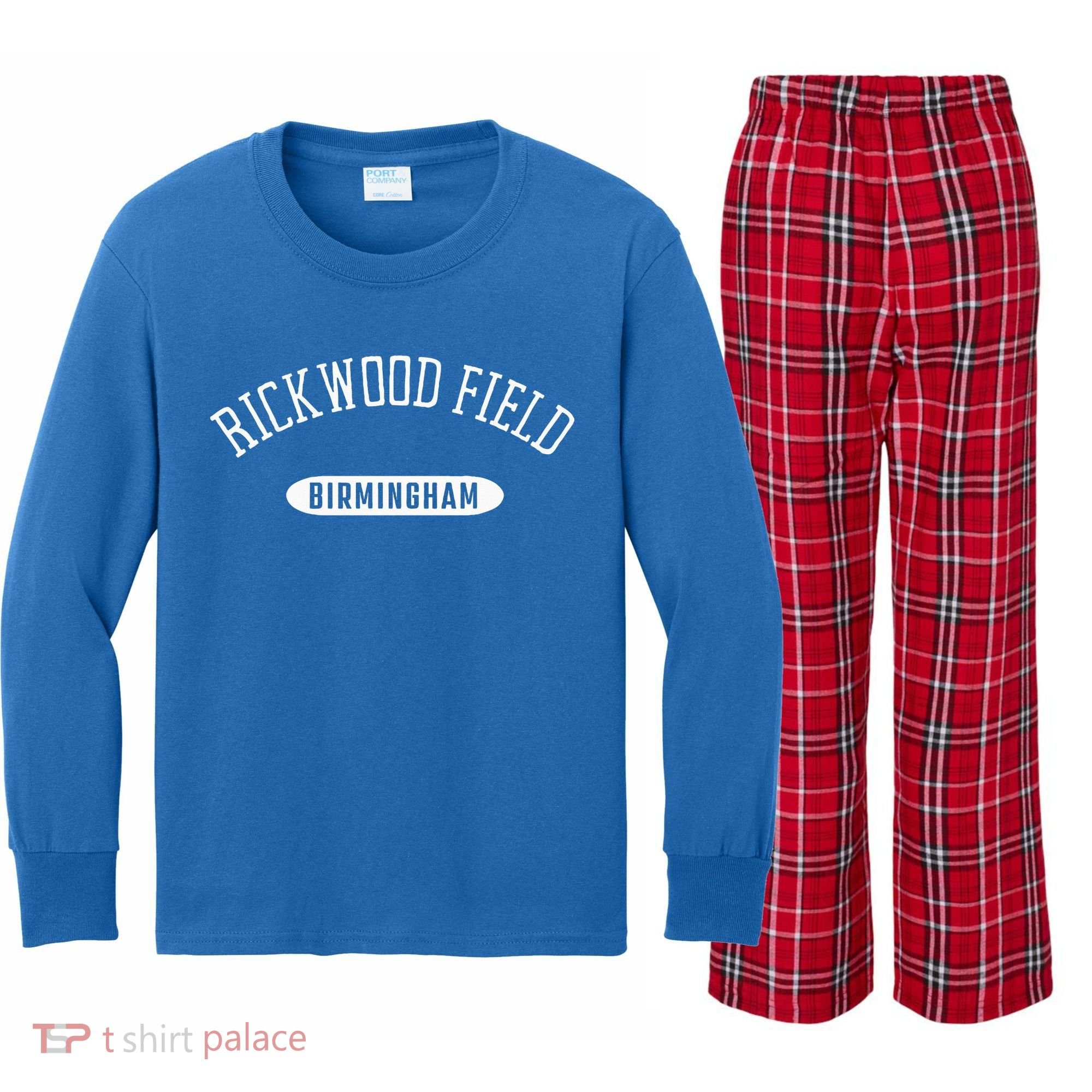 Rickwood Field Classic Style Birmingham Alabama Kids Long Sleeve Plaid Pajama Set