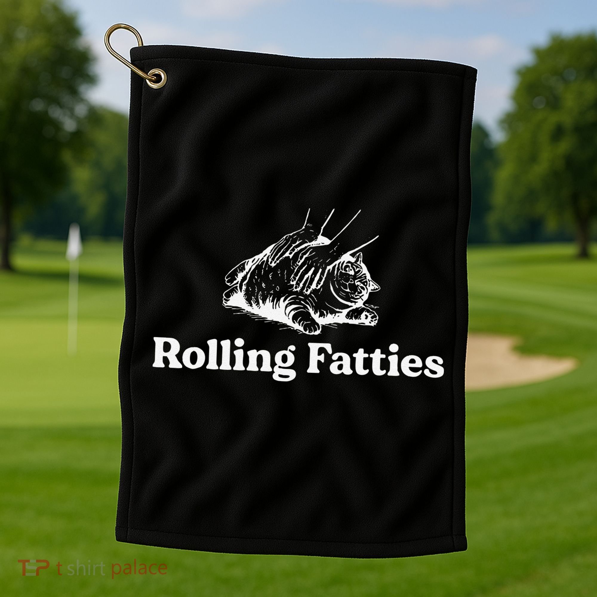 Rolling Fatties Cat Lover Funny Cat Kitten Gift Golf Towel