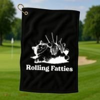 Rolling Fatties Cat Funny Cat Lovers Golf Towel thumb 1