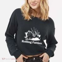 Rolling Fatties Cat Funny Cat Lovers Cropped Pullover Crew thumb 2
