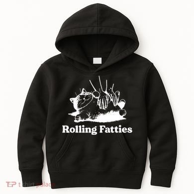 Rolling Fatties Cat Funny Cat Lovers Kids Hoodie