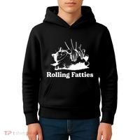 Rolling Fatties Cat Funny Cat Lovers Kids Hoodie thumb 4