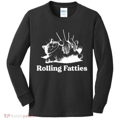 Rolling Fatties Cat Funny Cat Lovers Kids Long Sleeve Shirt