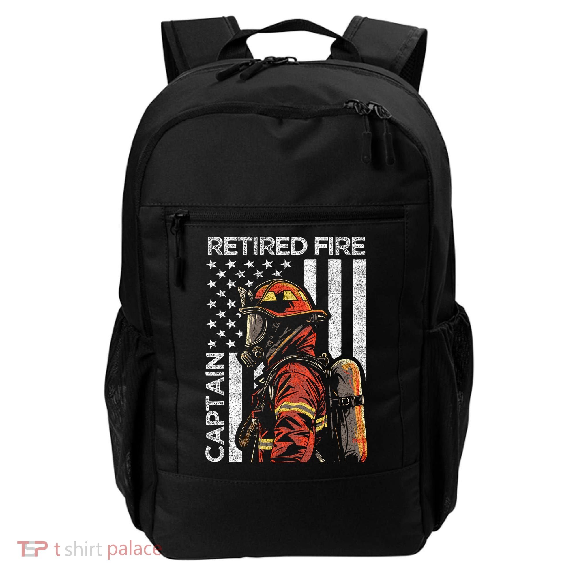 Retired Fire Captain Firefighter Retirement American Flag Backpack