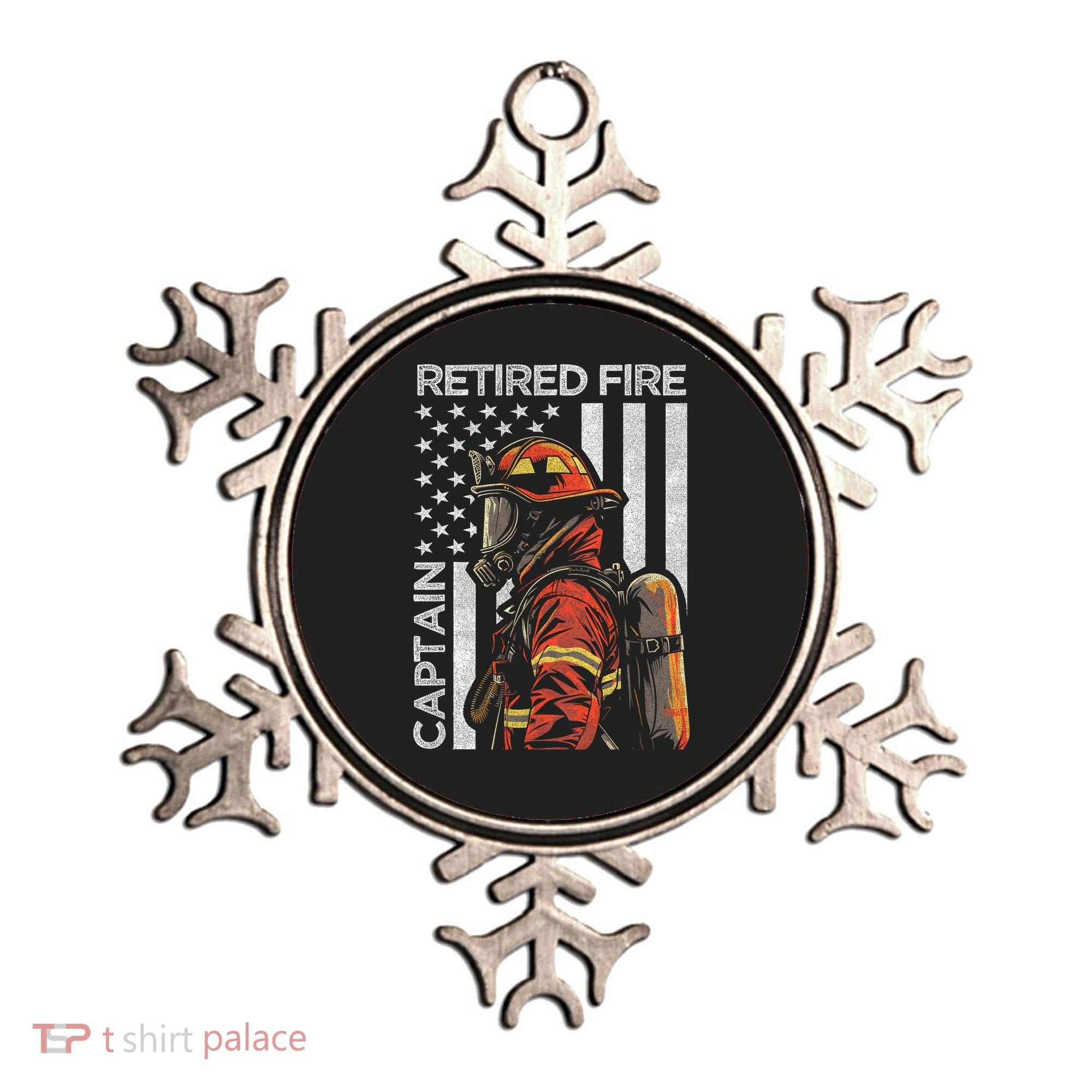 Retired Fire Captain Firefighter Retirement American Flag Ornament