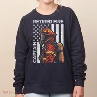 Retired Fire Captain Firefighter Retirement American Flag Women's Sweatshirt thumb 0