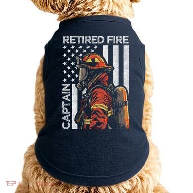 Retired Fire Captain Firefighter Retirement American Flag Doggie Tank