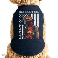 Retired Fire Captain Firefighter Retirement American Flag Doggie Tank thumb 0