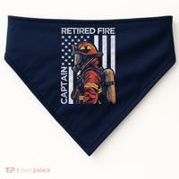 Retired Fire Captain Firefighter Retirement American Flag USA-Made Doggie Bandana thumb 0