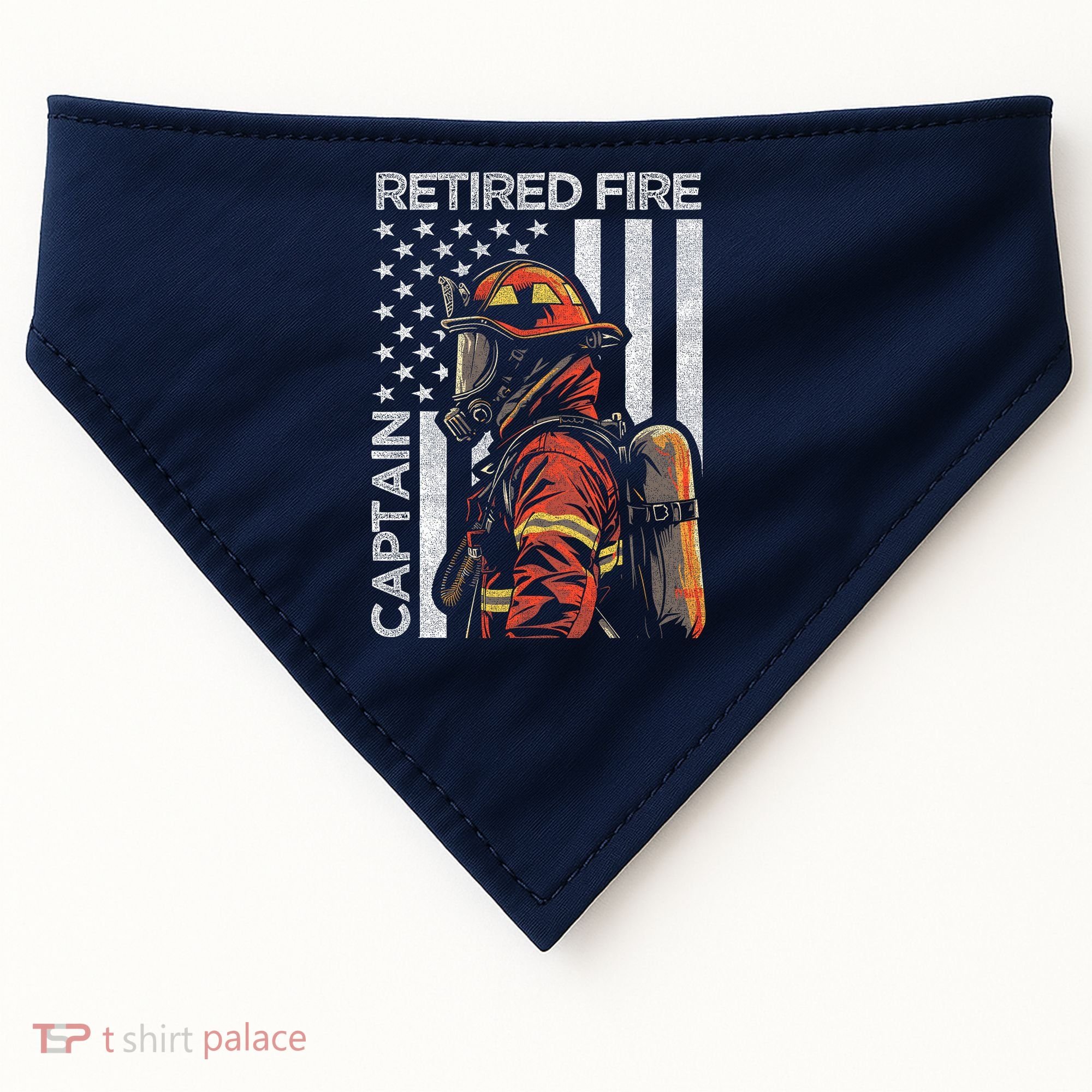 Retired Fire Captain Firefighter Retirement American Flag USA-Made Doggie Bandana