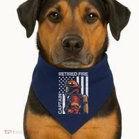 Retired Fire Captain Firefighter Retirement American Flag USA-Made Doggie Bandana thumb 1