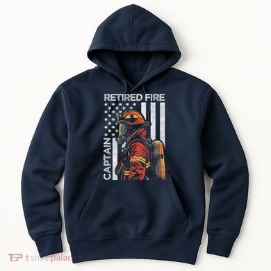 Retired Fire Captain Firefighter Retirement American Flag Hoodie