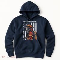 Retired Fire Captain Firefighter Retirement American Flag Hoodie thumb 0