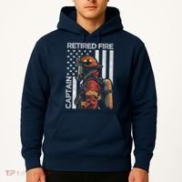 Retired Fire Captain Firefighter Retirement American Flag Hoodie thumb 2