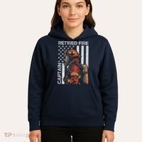 Retired Fire Captain Firefighter Retirement American Flag Hoodie thumb 5