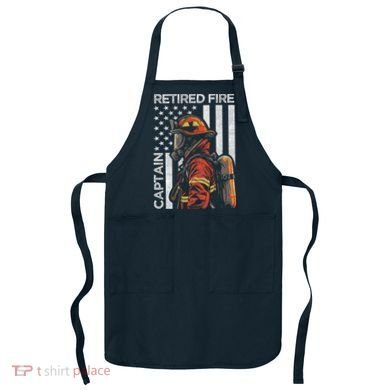 Retired Fire Captain Firefighter Retirement American Flag Apron