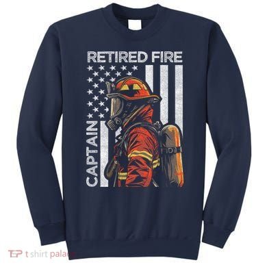 Retired Fire Captain Firefighter Retirement American Flag Sweatshirt