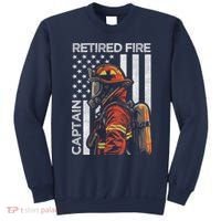 Retired Fire Captain Firefighter Retirement American Flag Sweatshirt thumb 0